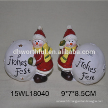 Ceramic snowman and white snow ball for 2016 christmas decoration